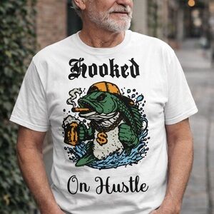 Hooked On Hustle Reptile T-Shirt - White and Green